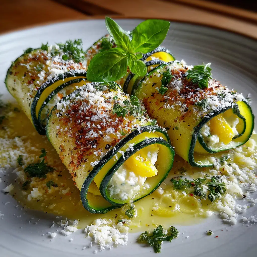 Zucchini-Röllchen mit Zitronen-Basilikum-Ricotta genießen!