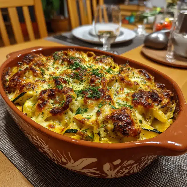 Käse-Hühnchen-Zucchini-Auflauf