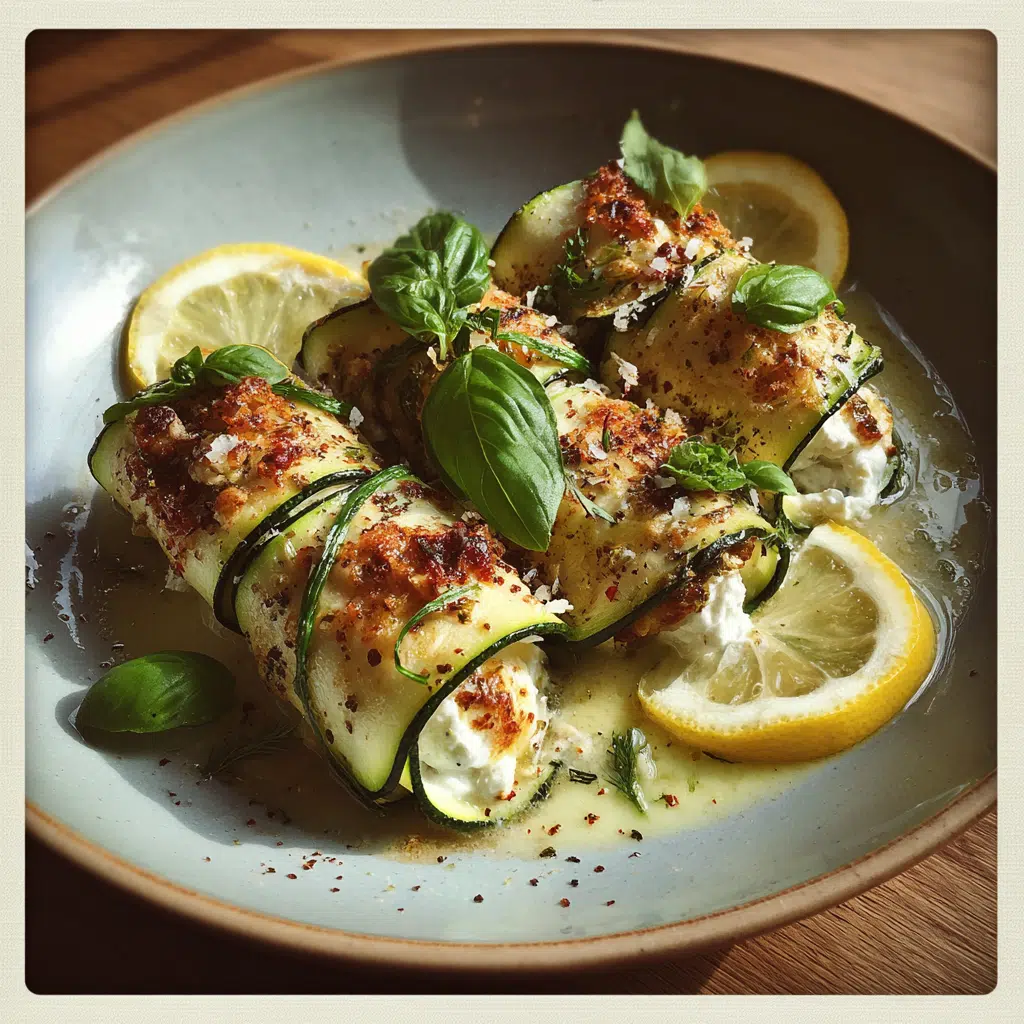 Zucchini-Röllchen mit Zitronen-Basilikum-Ricotta genießen!