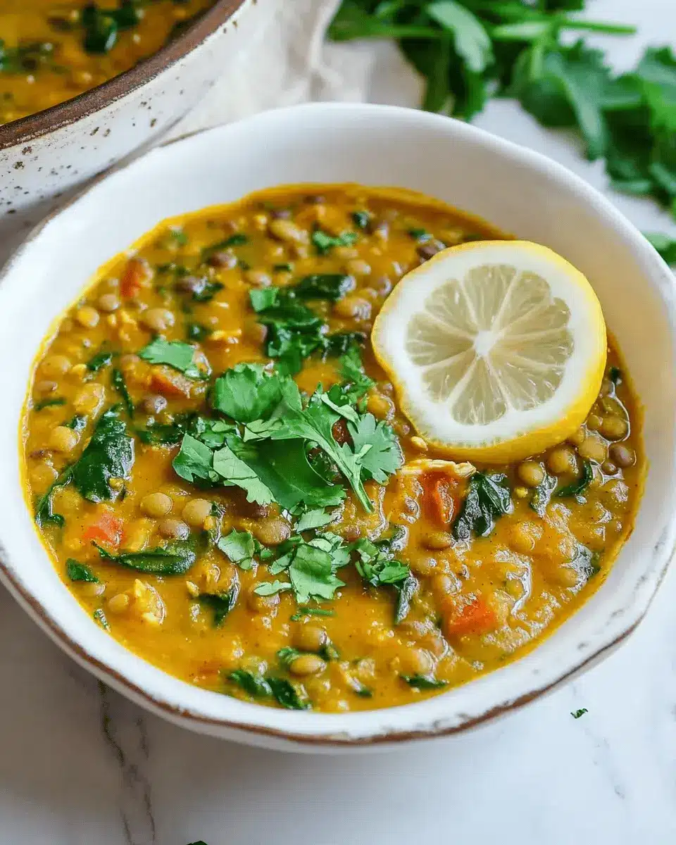 Kurkuma Hühnchen Linsensuppe: Cozy Comfort with Spinach Delight