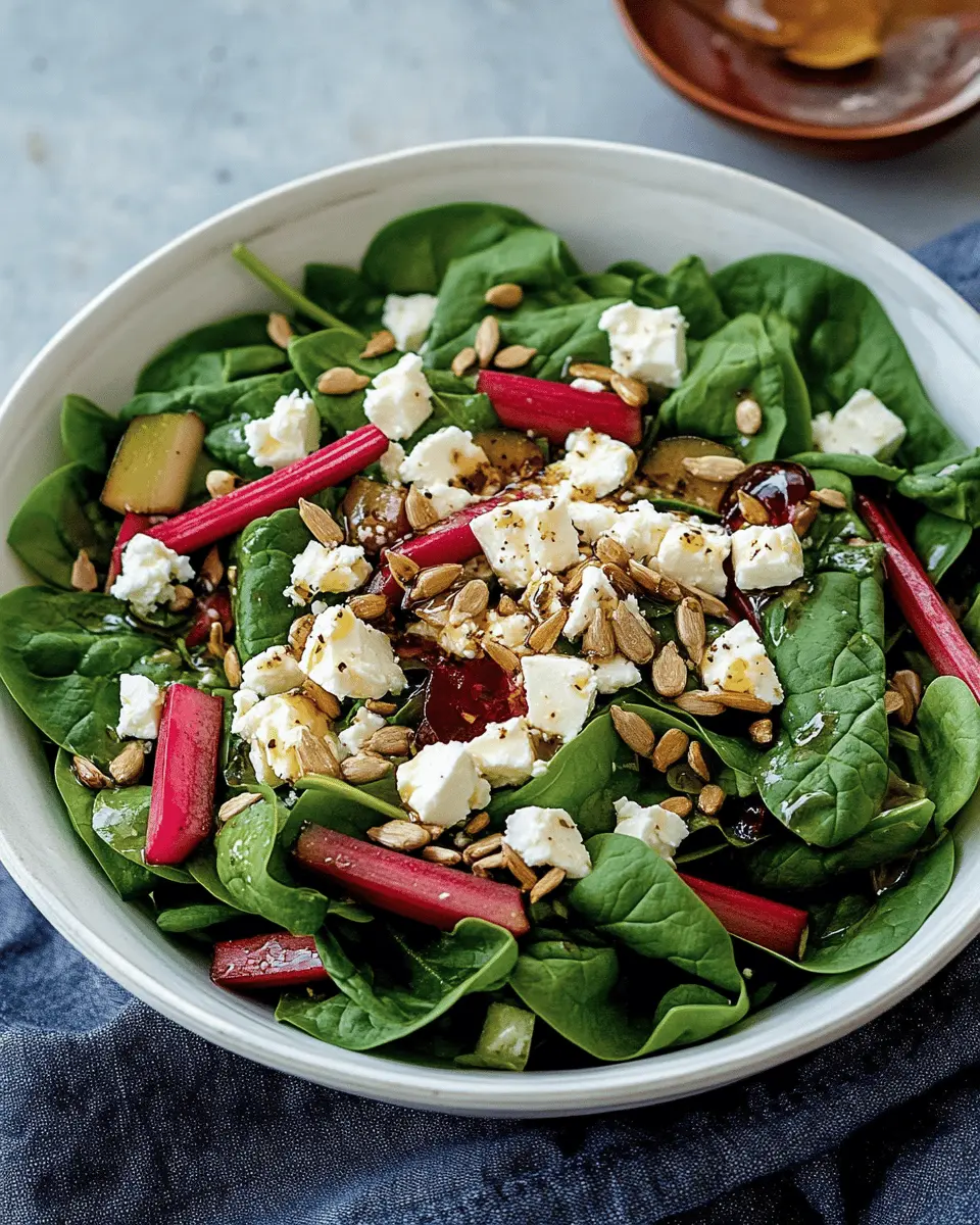 Spinat-Rhabarbersalat mit Feta