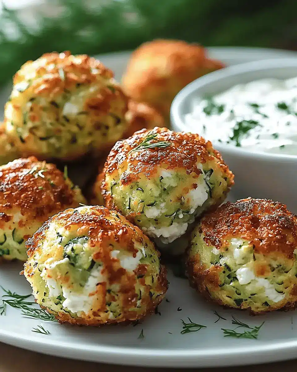 Knusprige Zucchini-Feta-Bällchen aus dem Ofen First Image First Image