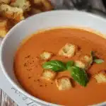 Hausgemachte Tomaten-Bisque mit Croûtons First Image First Image