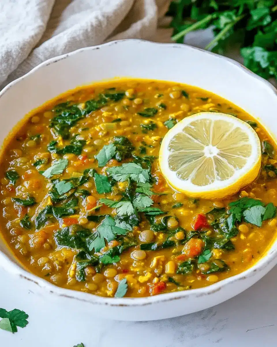 Kurkuma Hühnchen Linsensuppe: Cozy Comfort with Spinach Delight