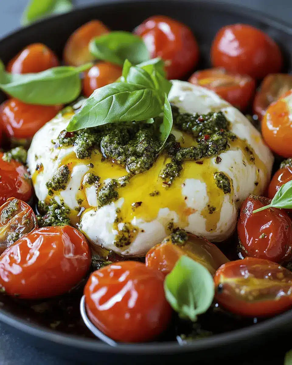 Skillet-Baked Burrata mit gerösteten Tomaten: Indulgent Bliss