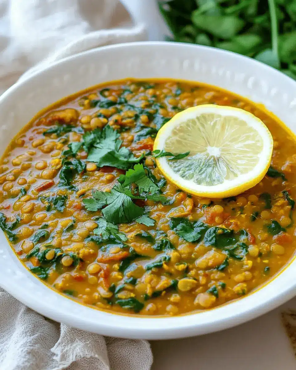 Kurkuma Hühnchen Linsensuppe: Cozy Comfort with Spinach Delight
