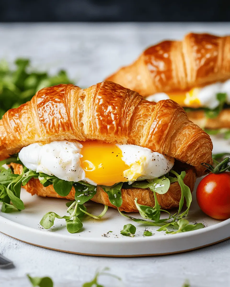 Croissant-Sandwiches mit pochierten Eiern: Indulgent Morning Bliss