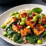 Süß-saurer Tofu mit Spinat-Quinoa & Edamame First Image First Image