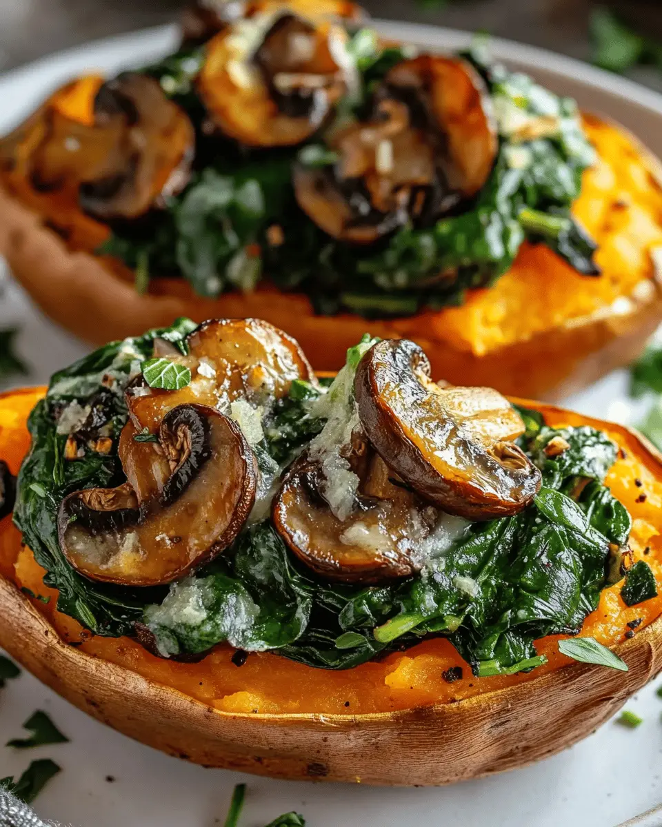 Gefüllte Süßkartoffeln mit Champignons und Spinat: Indulgent Delight!