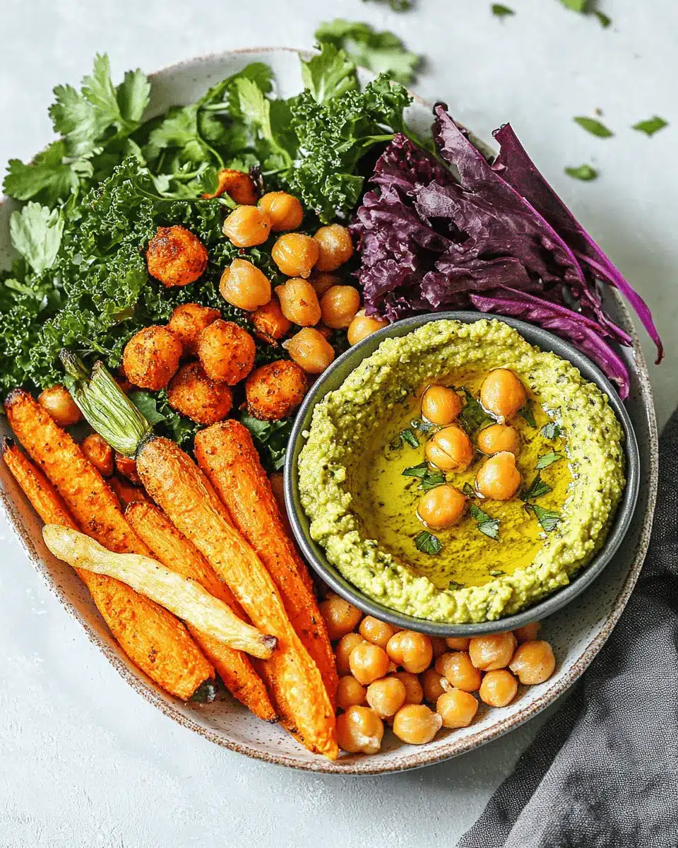 Ofengemüse und Röstkichererbsen: Comforting Kale Hummus Delight