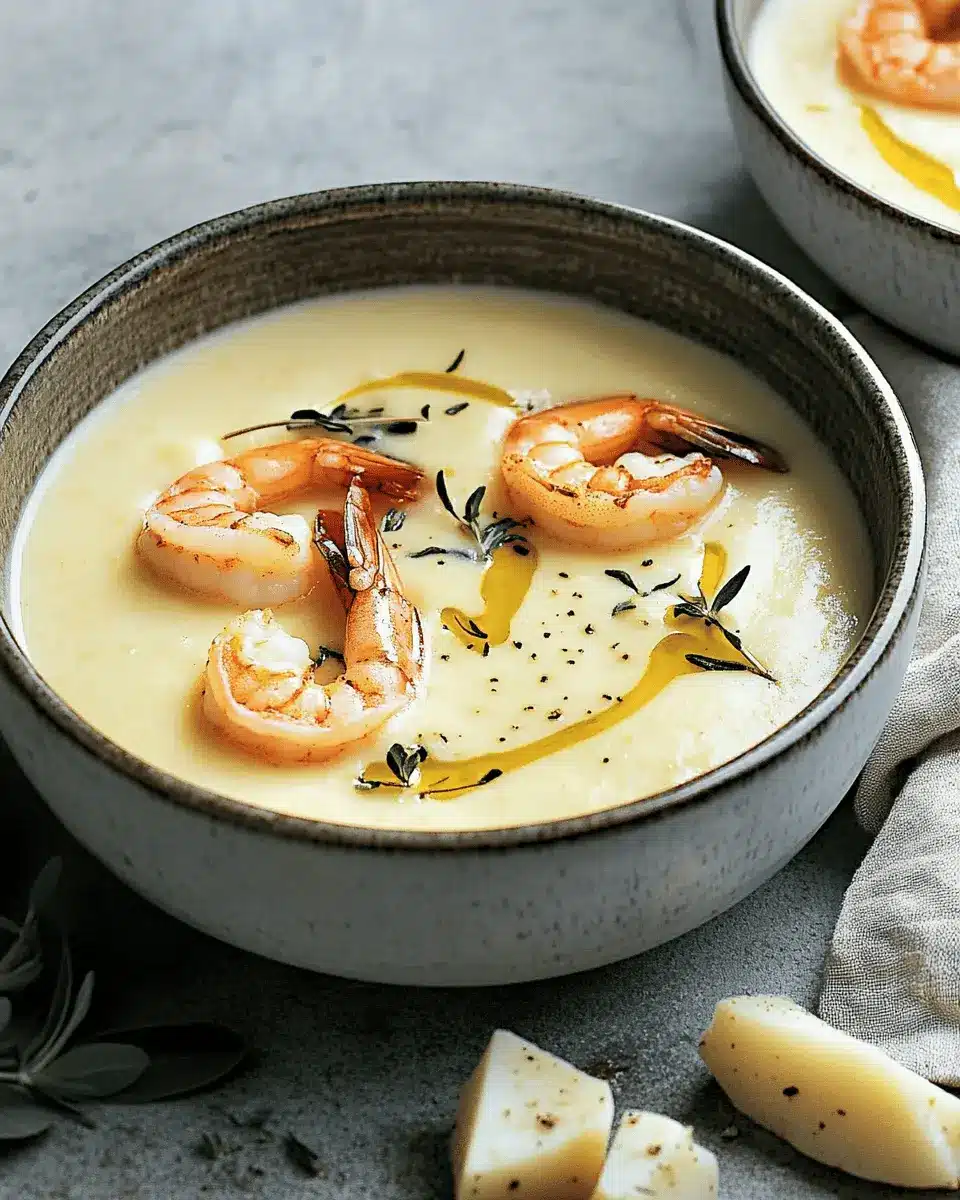 Topinambur-Kartoffel-Cremesuppe mit Garnelen: Irresistibly Cozy Delight