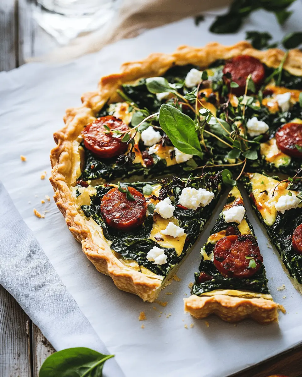 Pikante Spinat Tarte Rezept: Irresistibly Zesty with Chorizo & Feta