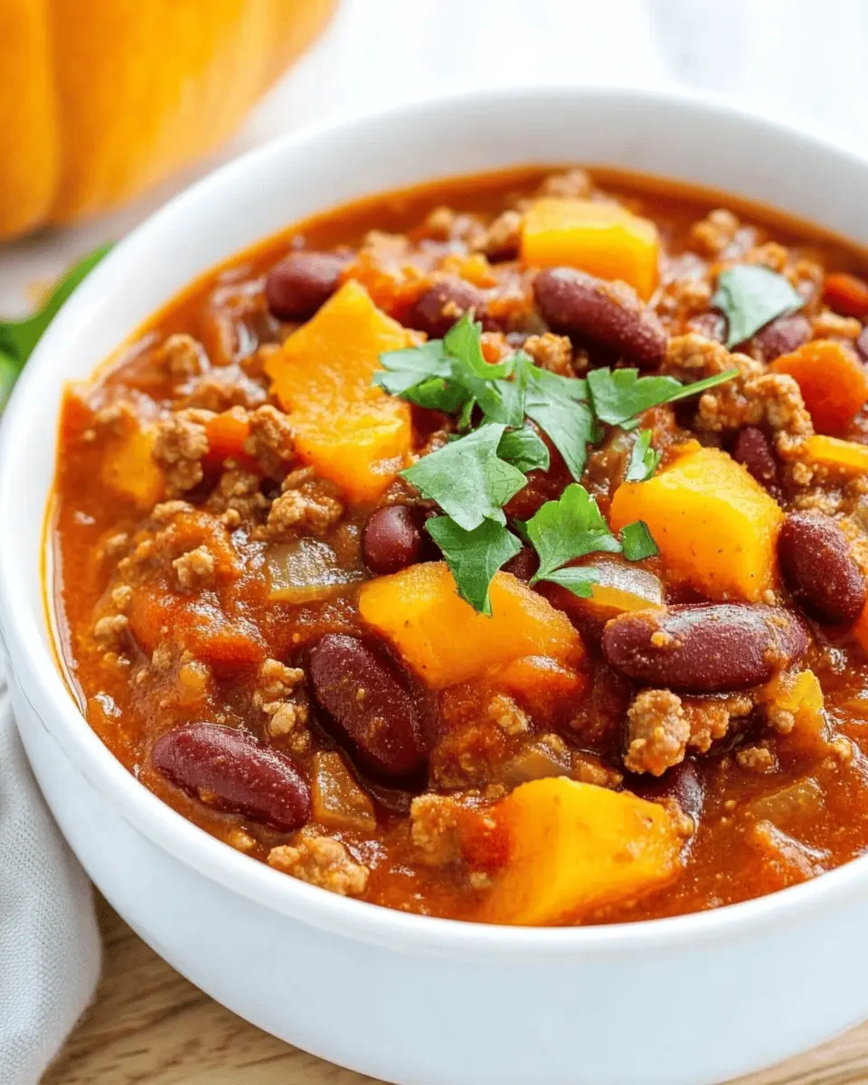 Kürbis-Chili mit Hackfleisch, Kürbispüree und Bohnen First Image First Image