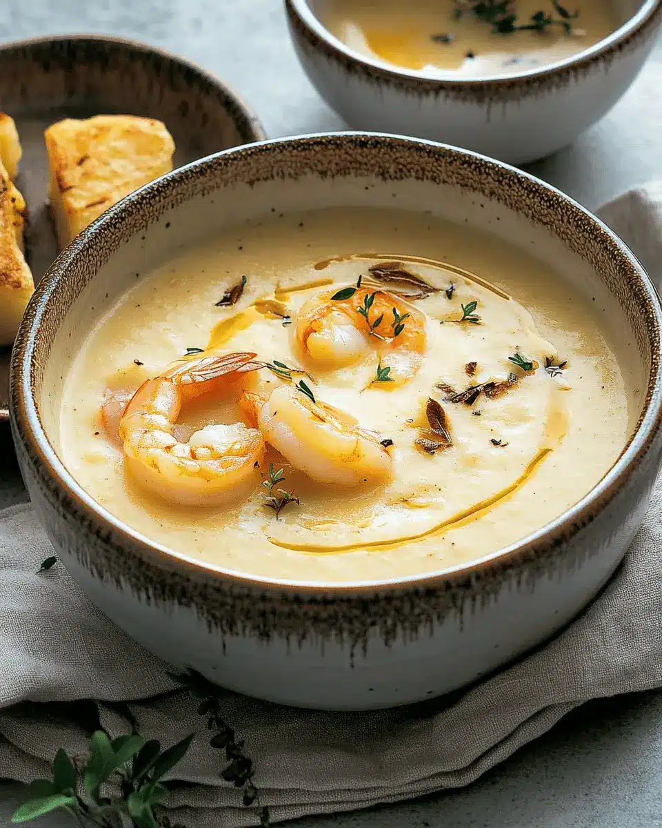 Topinambur-Kartoffel-Cremesuppe mit Garnelen: Irresistibly Cozy Delight