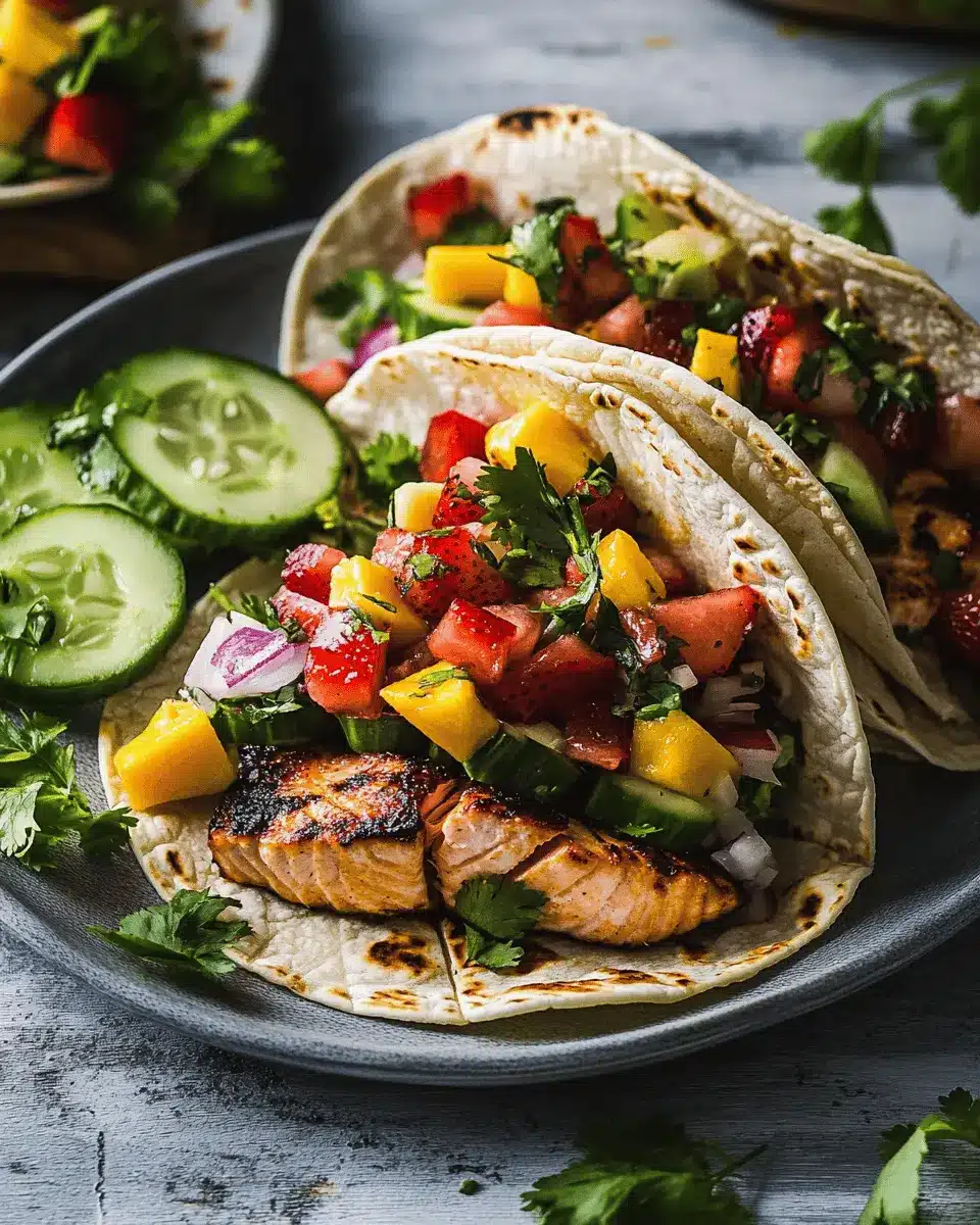 Tacos mit gegrilltem Lachs: Juicy Bliss with Strawberry Salsa