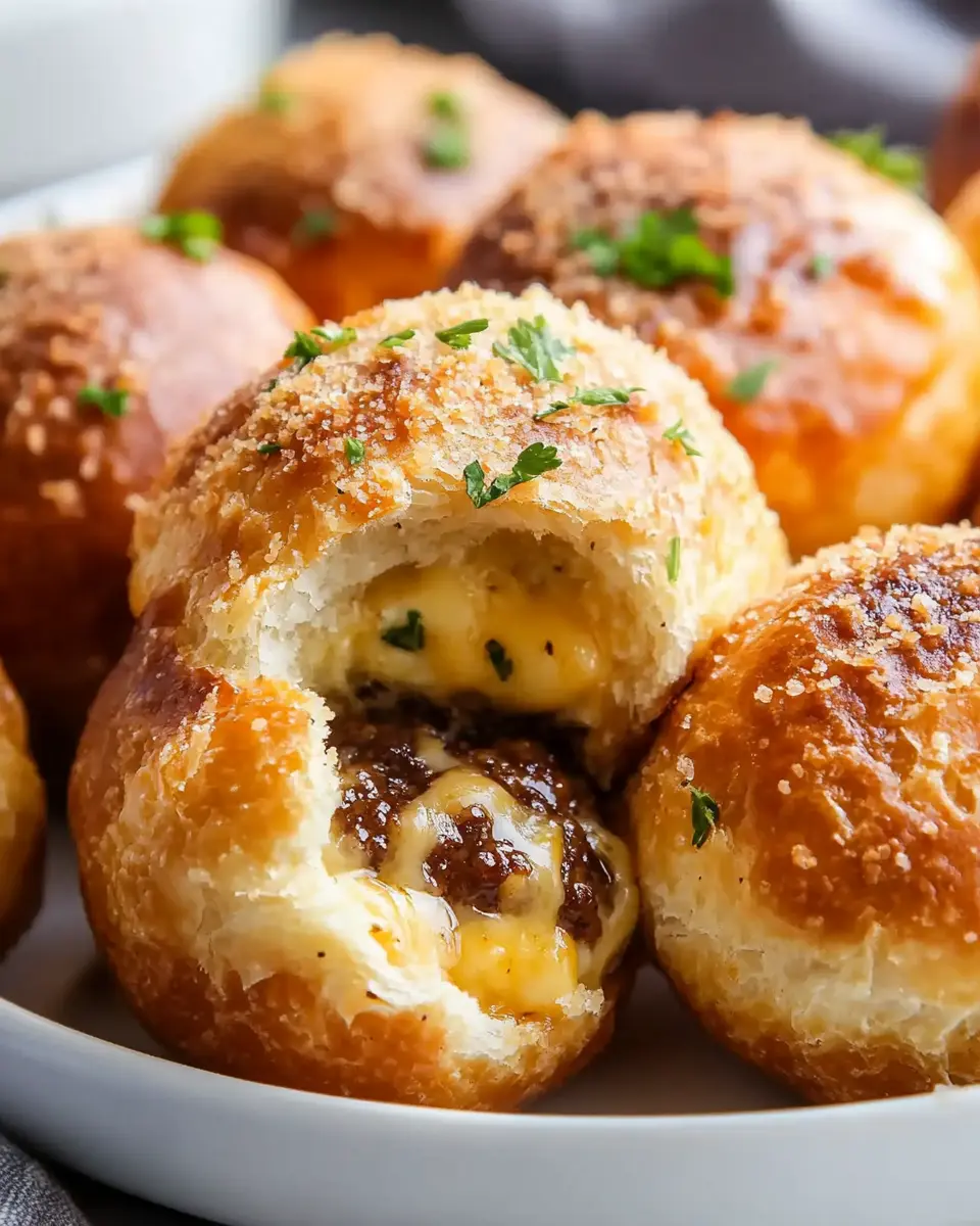 Knoblauch Parmesan Cheeseburger Bomben: Juicy Flavor Explosion!