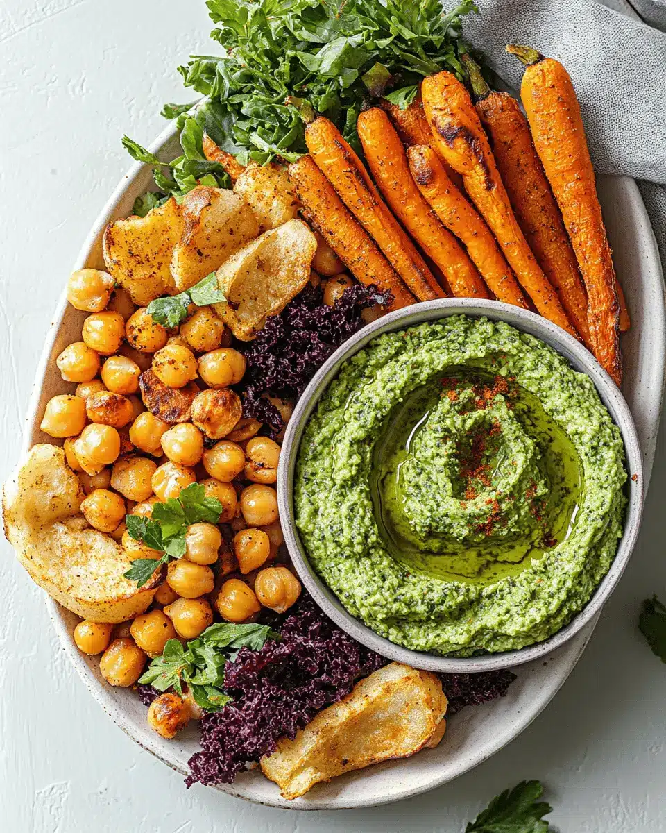 Ofengemüse und Röstkichererbsen: Comforting Kale Hummus Delight