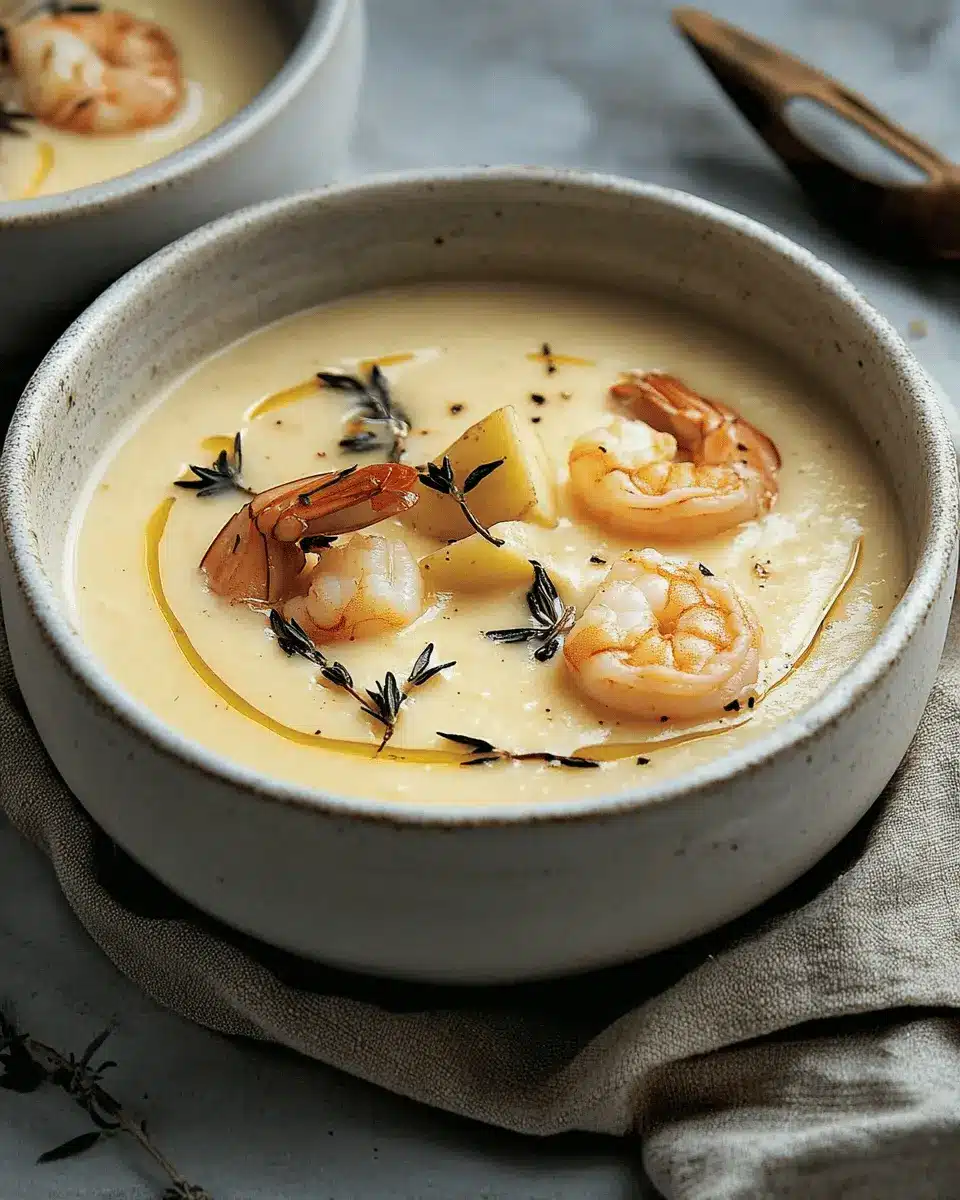 Topinambur-Kartoffel-Cremesuppe mit Garnelen: Irresistibly Cozy Delight