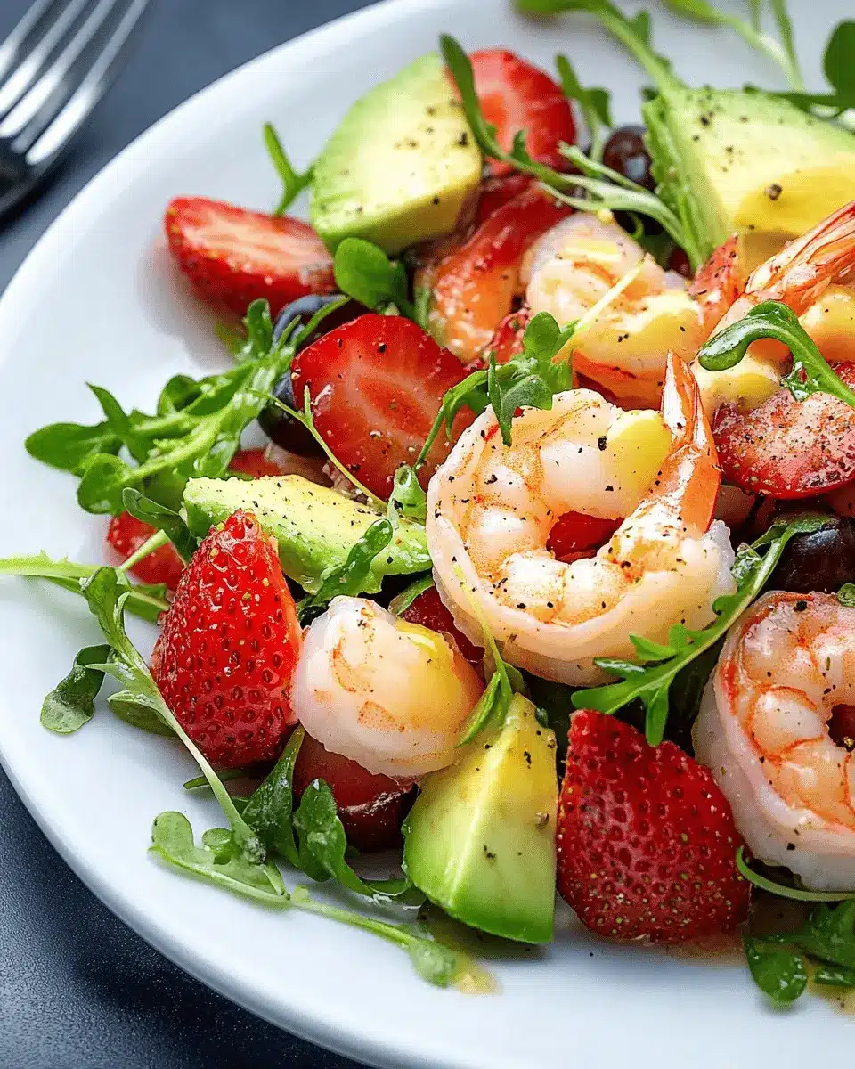 Frischer Garnelensalat: Juicy Strawberries & Avocado Bliss