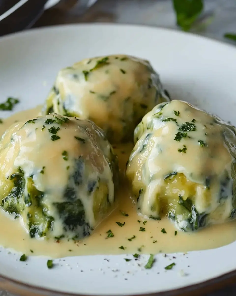 Spinatknödel mit Käsesauce als Hauptgericht: Irresistibly Indulgent!