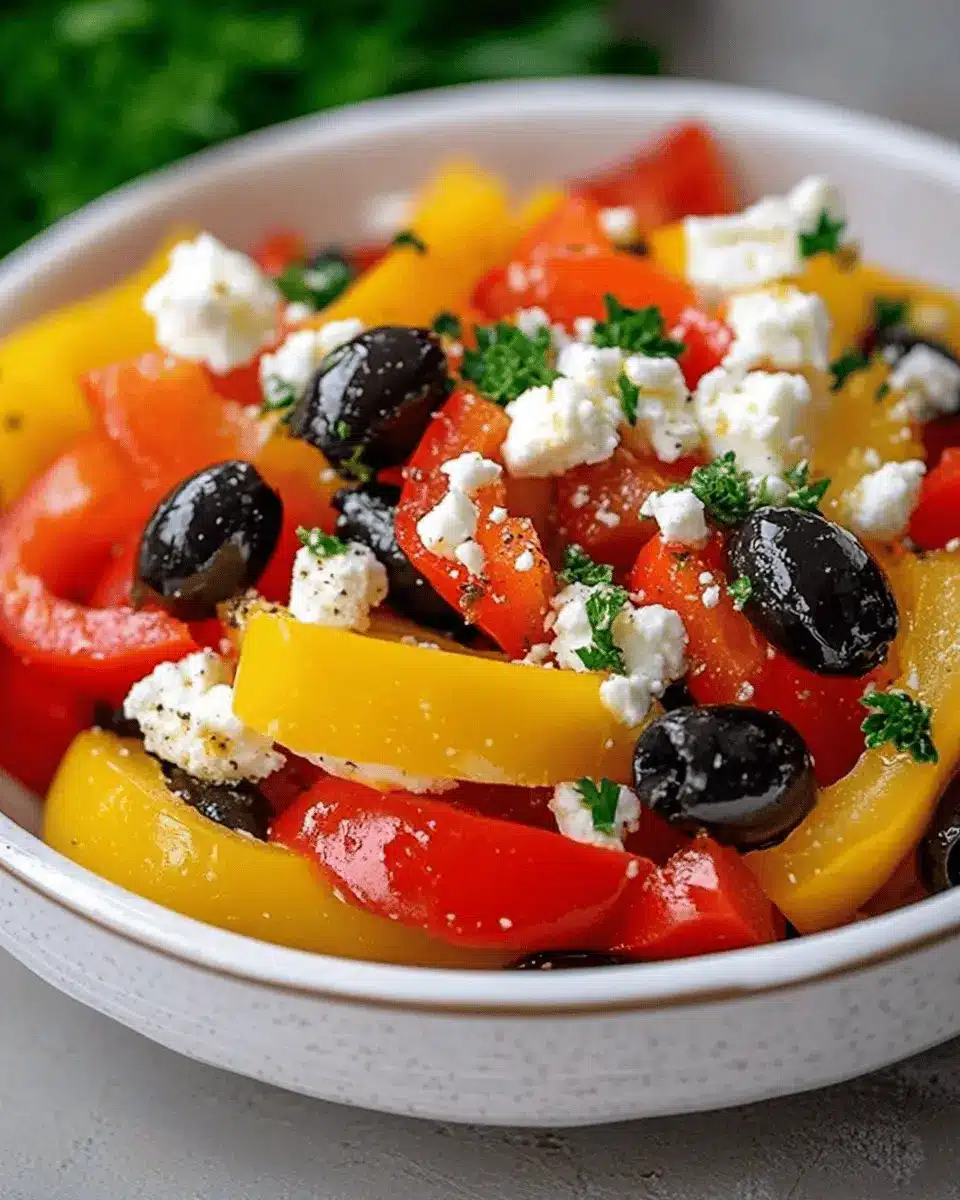 Paprika-Feta-Salat mit Oliven – So einfach, so gut! First Image First Image
