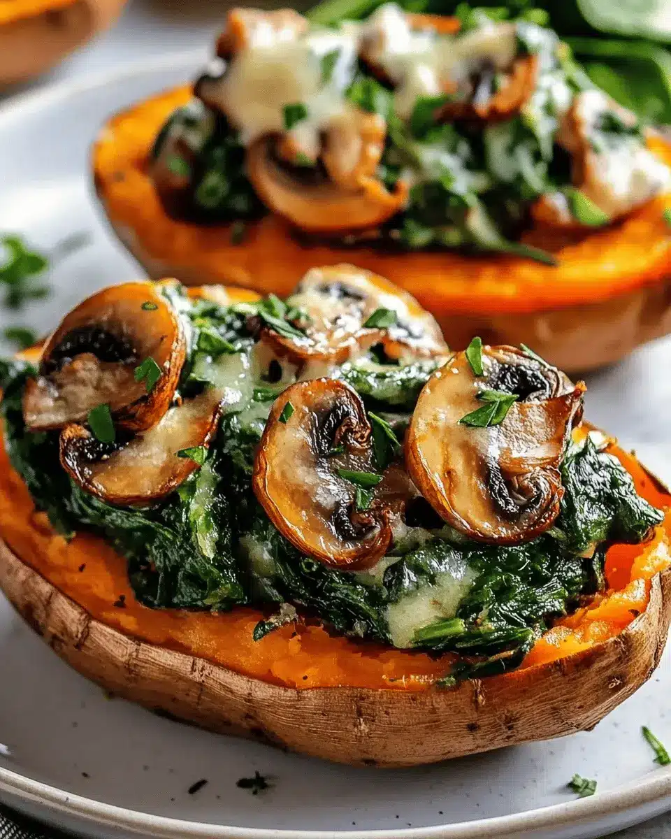 Gefüllte Süßkartoffeln mit Champignons und Spinat: Indulgent Delight!