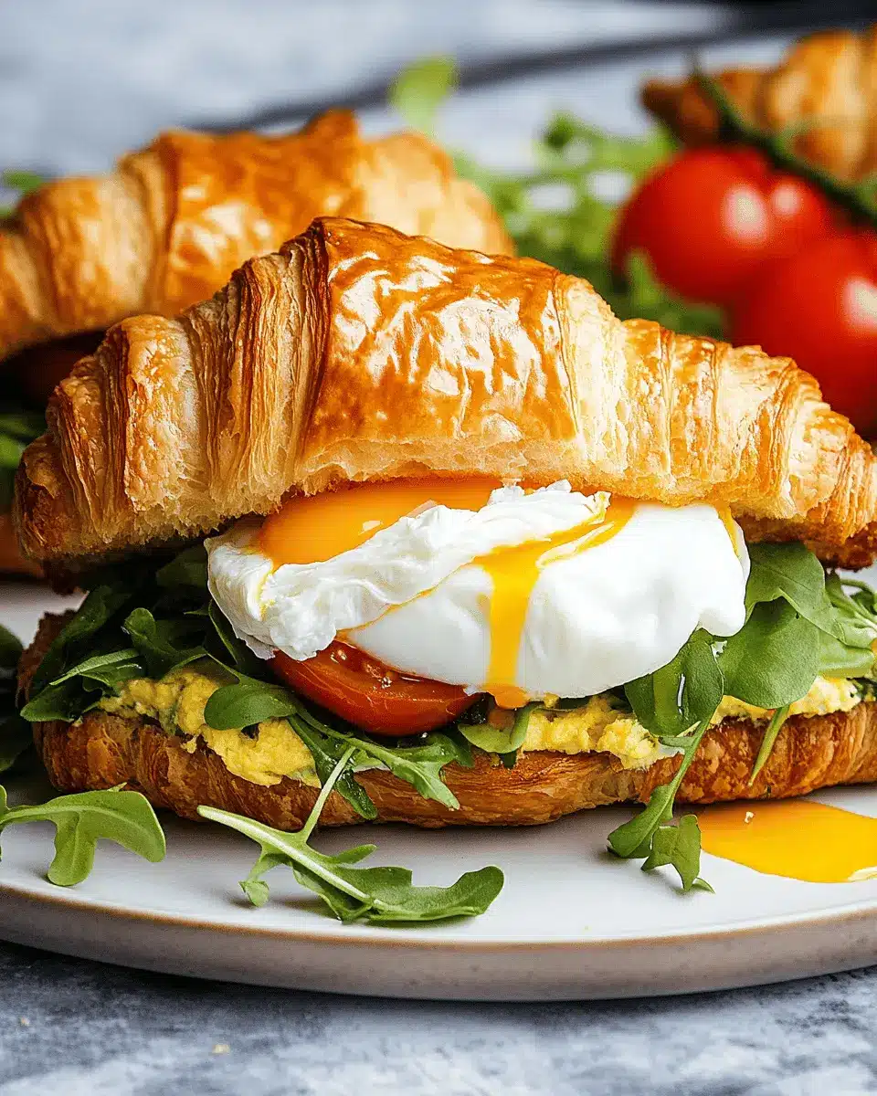Croissant-Sandwiches mit pochierten Eiern: Indulgent Morning Bliss
