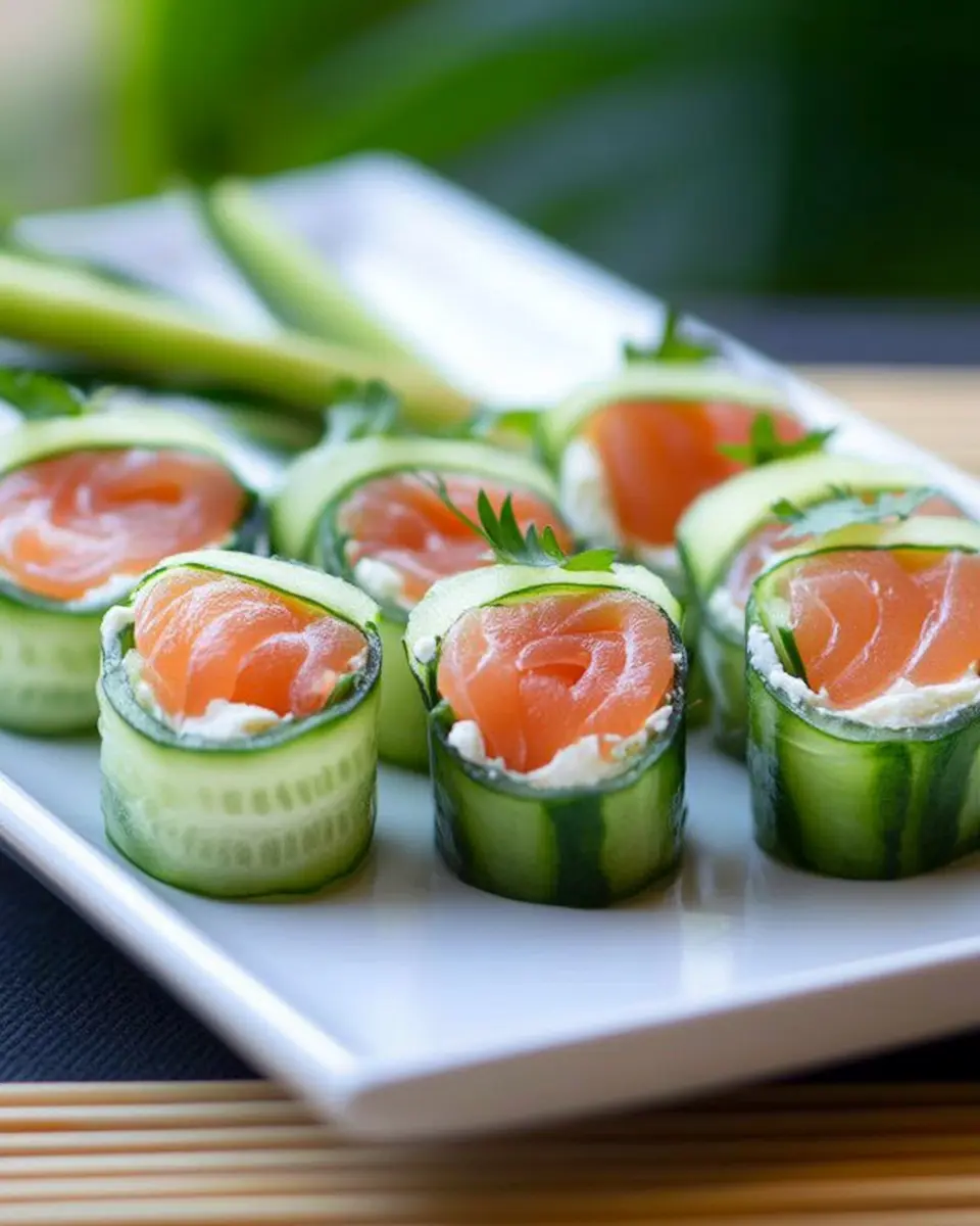 Gurken Sushi mit Lachs und Frischkäse First Image First Image