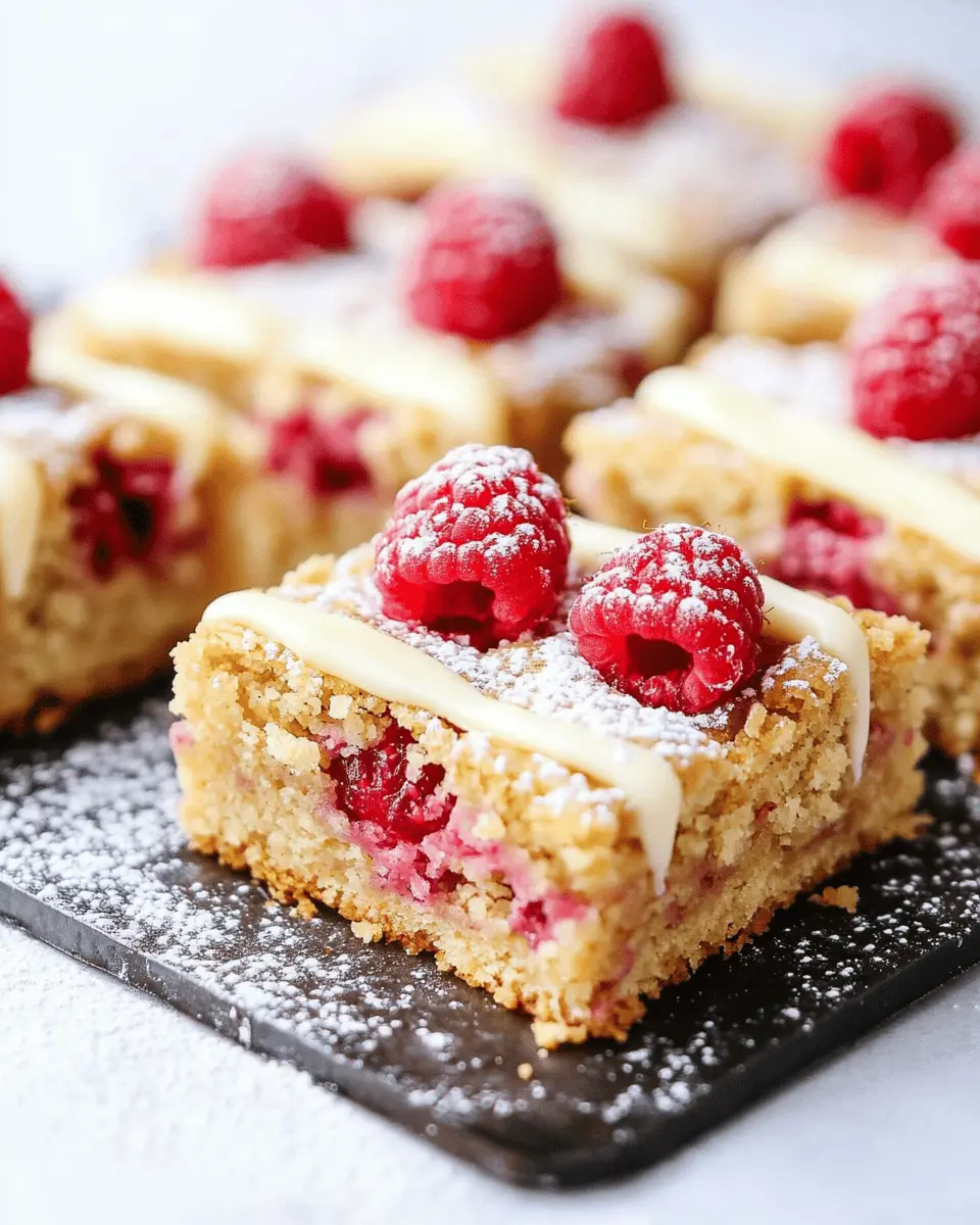 Blondies mit Himbeeren und weißer Schokolade