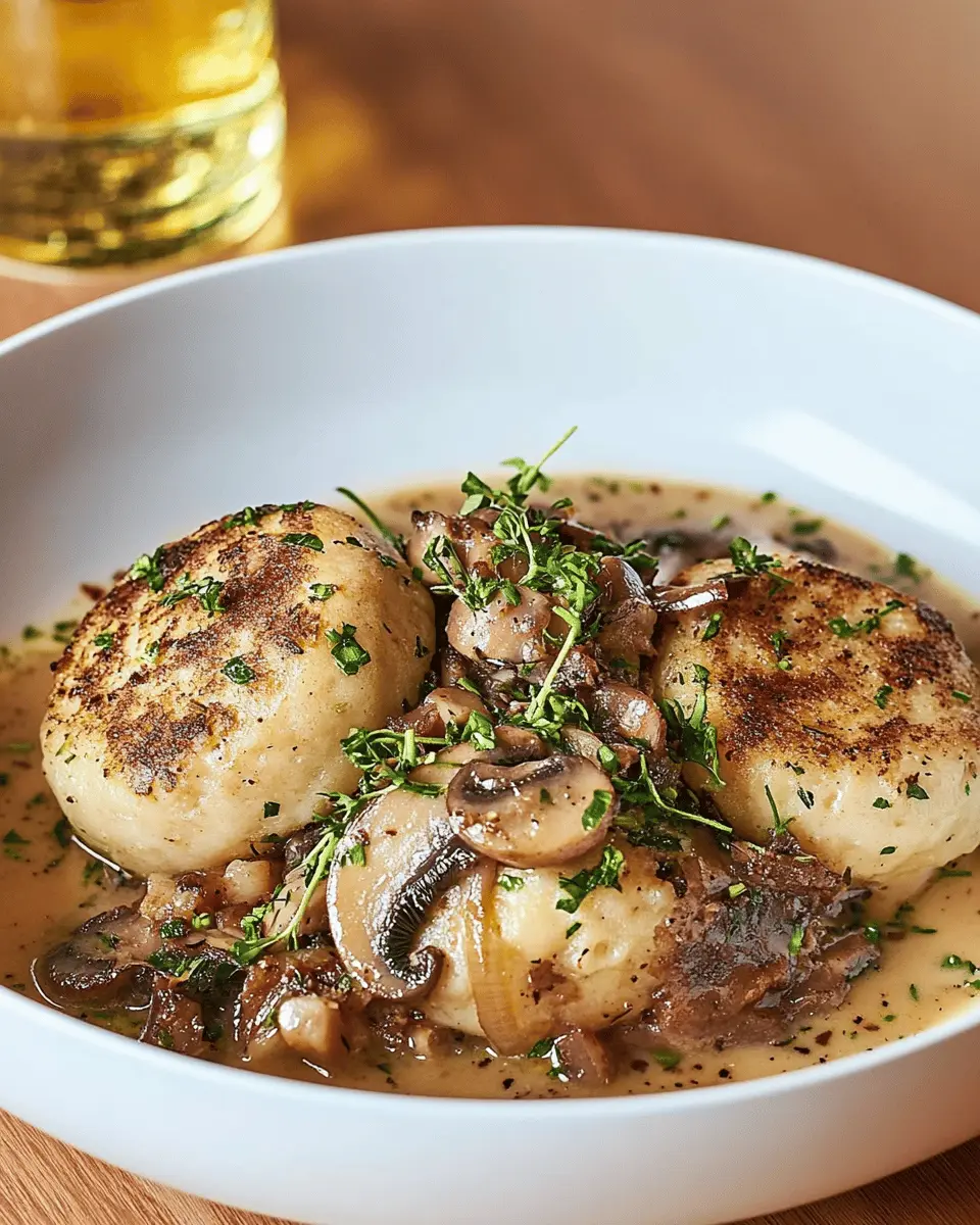 Servietten-Leber-Knödel mit Pilzragout First Image First Image