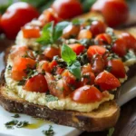 Röstbrot mit Tomaten & Hummus First Image First Image