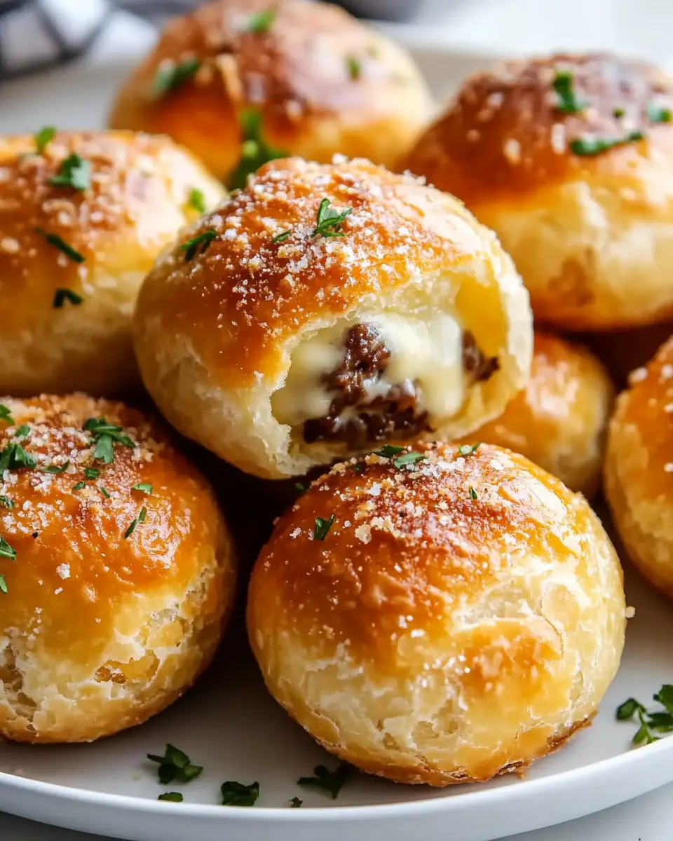 Knoblauch Parmesan Cheeseburger Bomben: Juicy Flavor Explosion!
