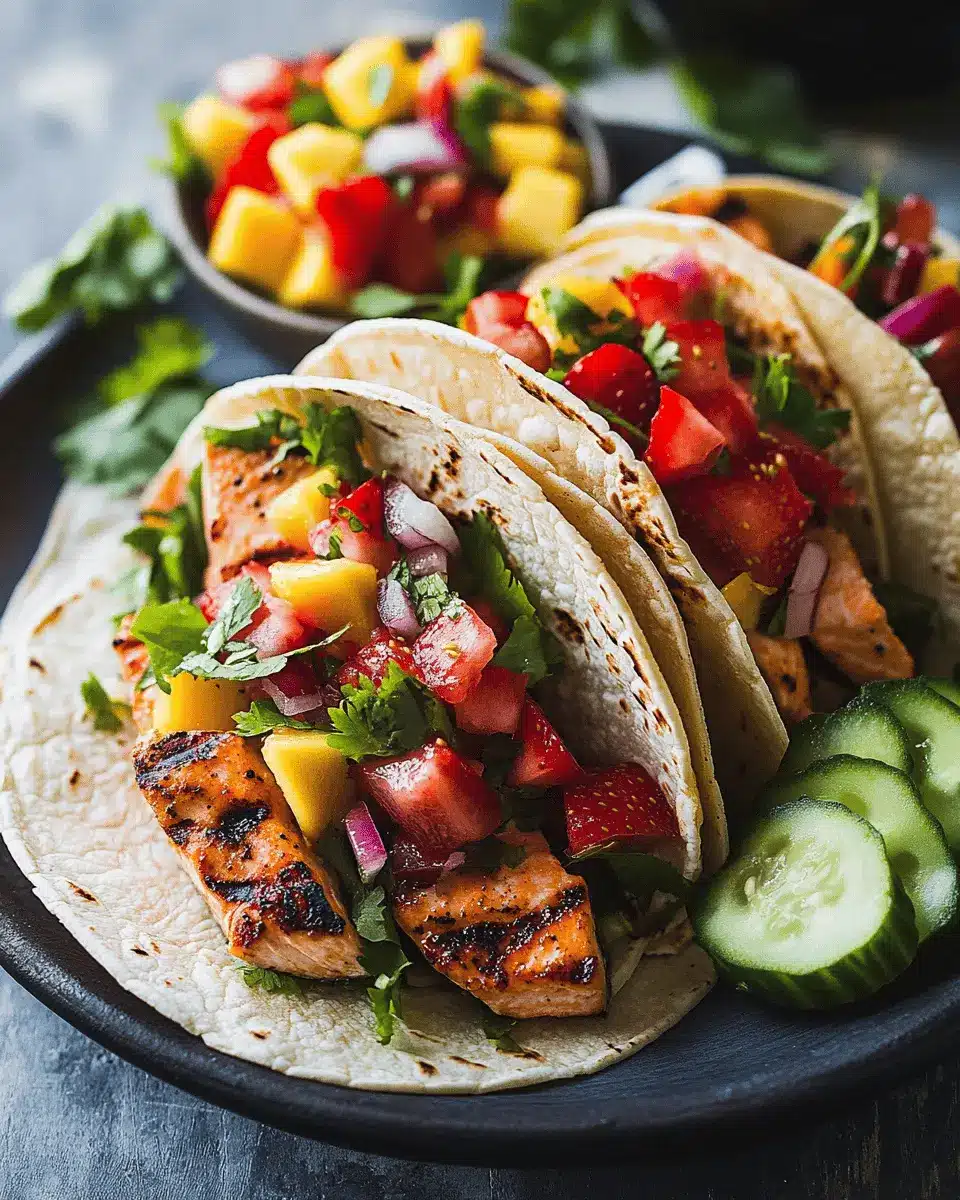 Tacos mit gegrilltem Lachs: Juicy Bliss with Strawberry Salsa