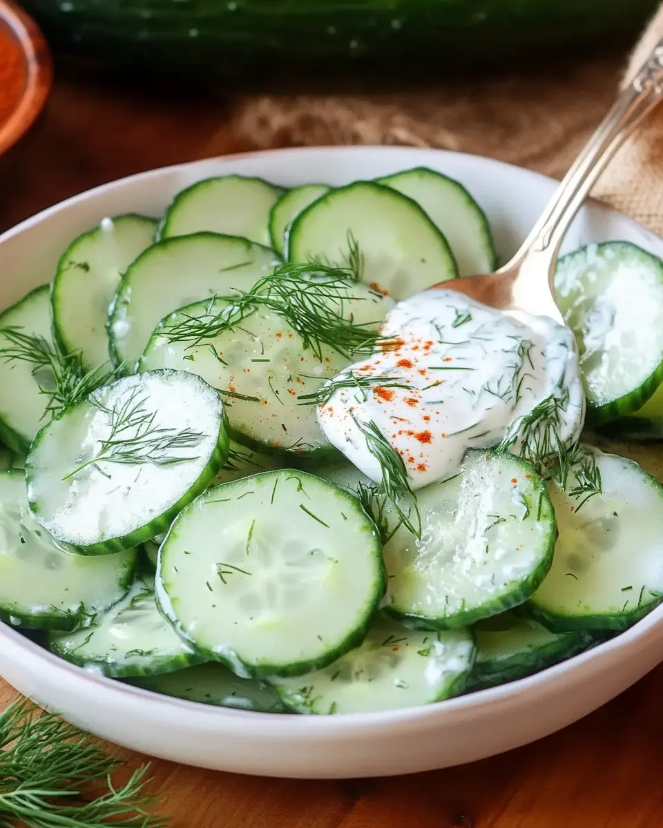 Gurkensalat mit saurer Sahne First Image First Image
