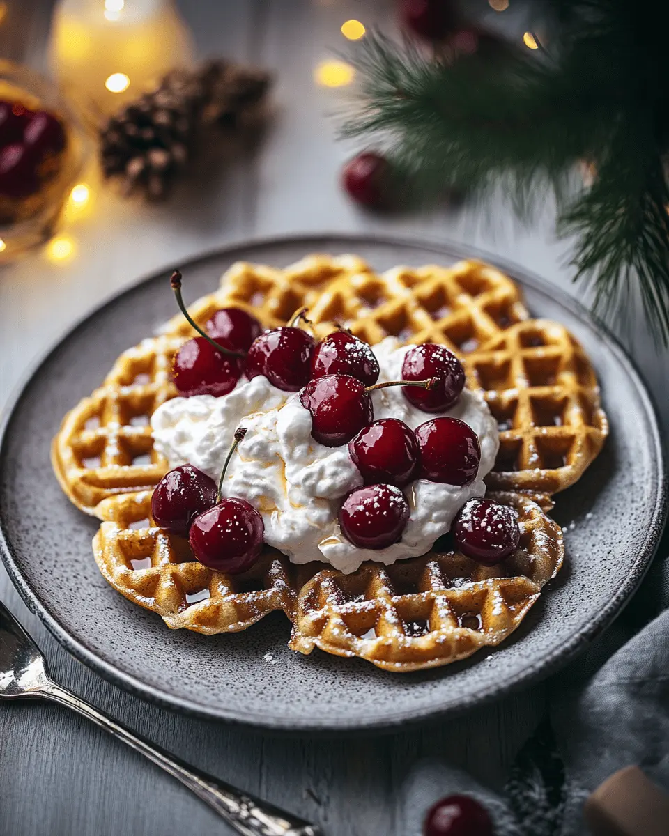 Lebkuchenwaffeln mit Kirschen Rezept