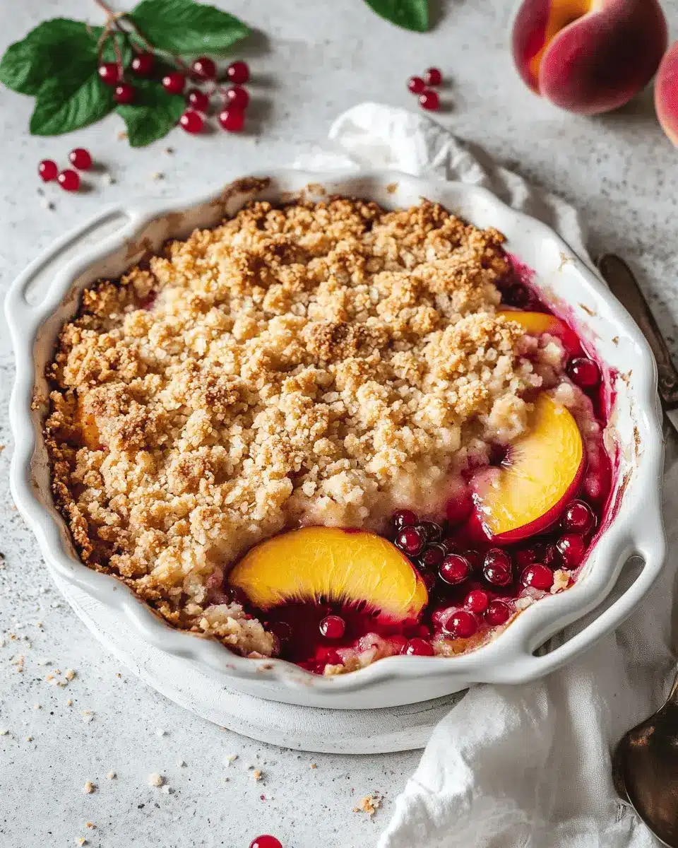 Pfirsich-Johannisbeer-Crumble Rezept First Image First Image