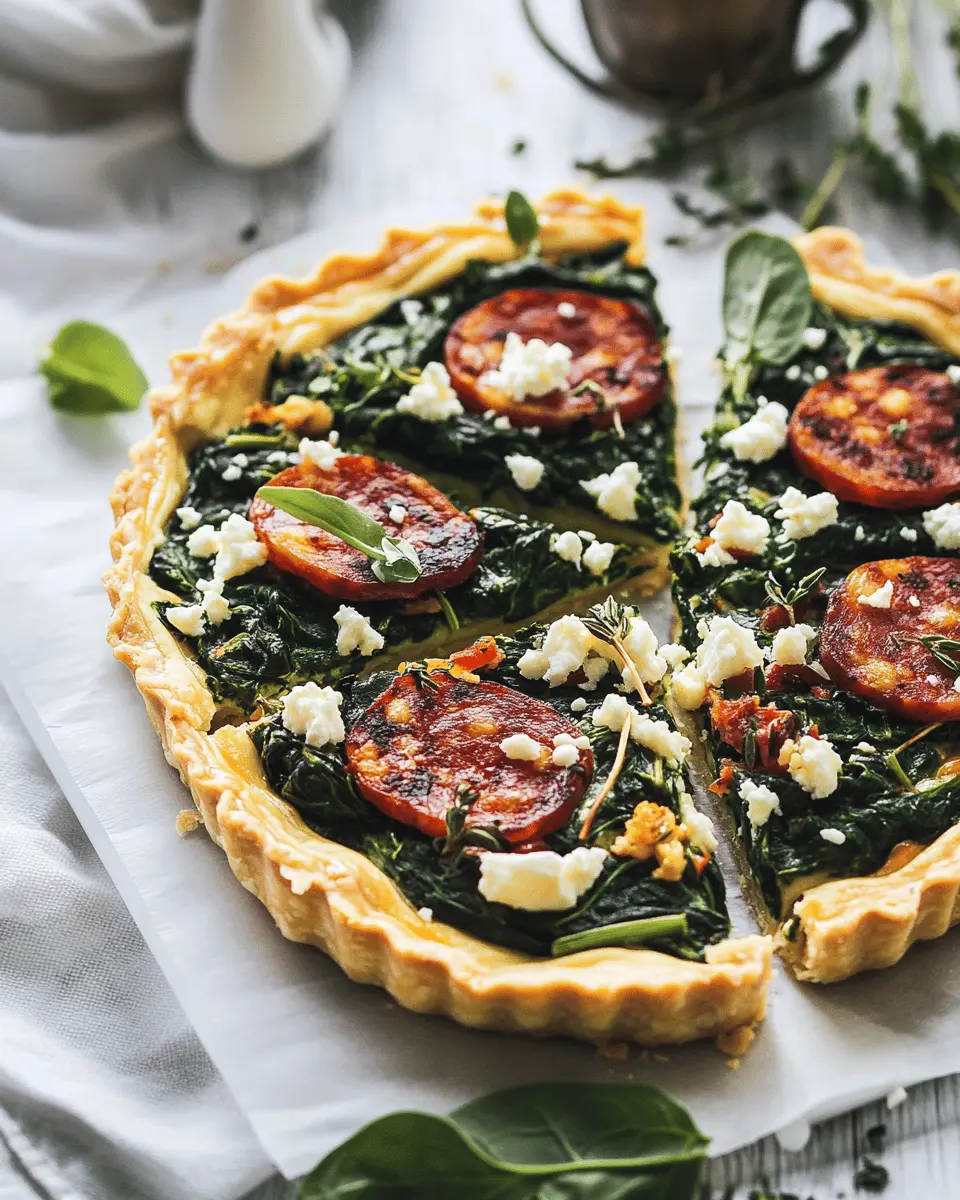 Pikante Spinat Tarte Rezept: Irresistibly Zesty with Chorizo & Feta