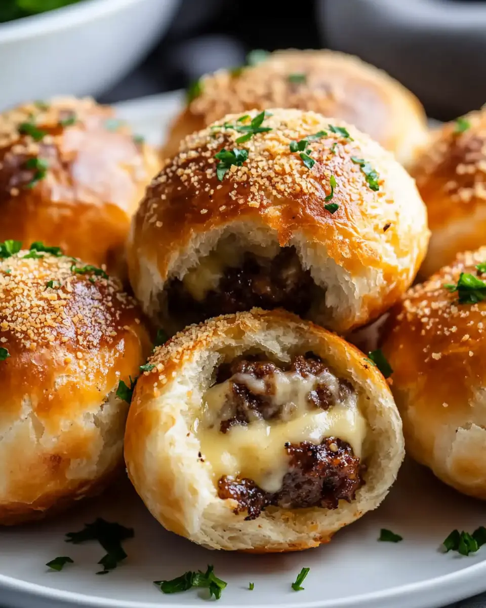 Knoblauch Parmesan Cheeseburger Bomben: Juicy Flavor Explosion!