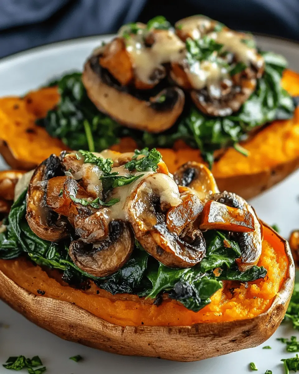Gefüllte Süßkartoffeln mit Champignons und Spinat: Indulgent Delight!