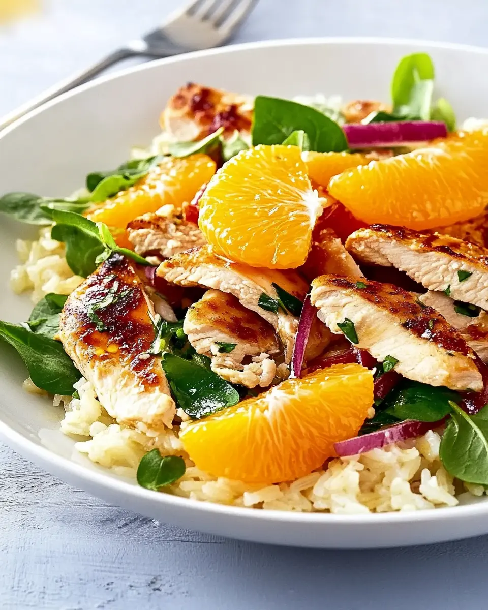 Orangen-Reis-Salat mit Chicorée und Hähnchenstreifen First Image First Image