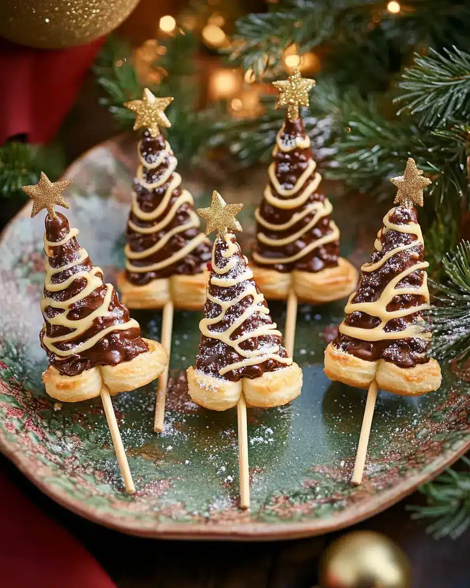Blätterteig-Schoko-Tannenbäume am Stiel: Irresistibly Festive Treats