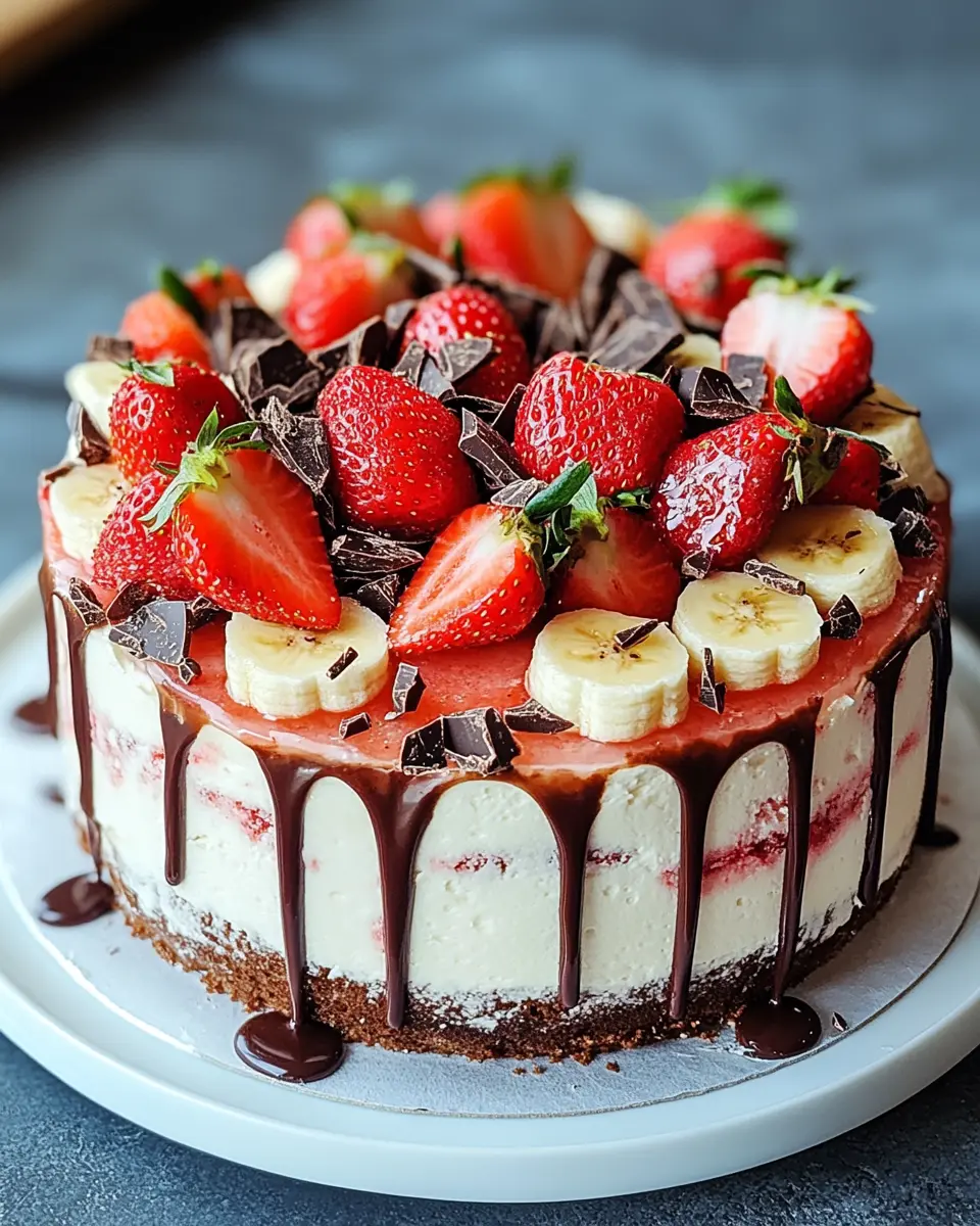Erdbeer Stracciatella Bananen Torte