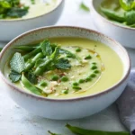 Kohlrabi-Kokos-Suppe mit Zuckerschoten und Minze First Image First Image