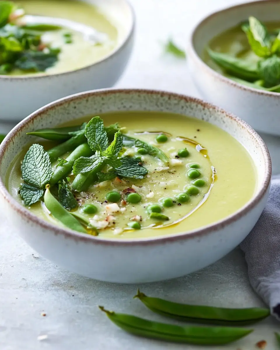 Kohlrabi-Kokos-Suppe mit Zuckerschoten und Minze First Image First Image