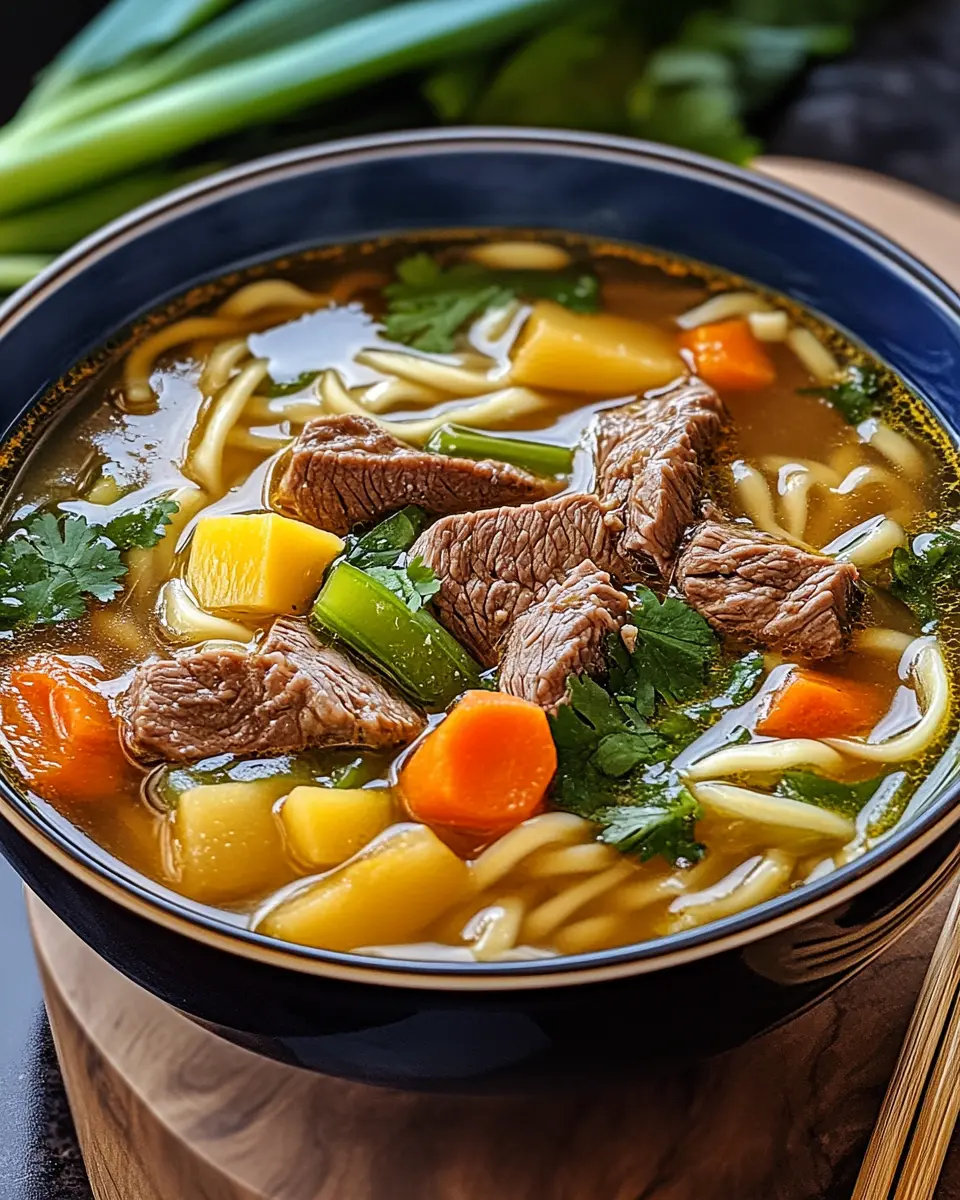 Nudelsuppe mit Rindfleisch
