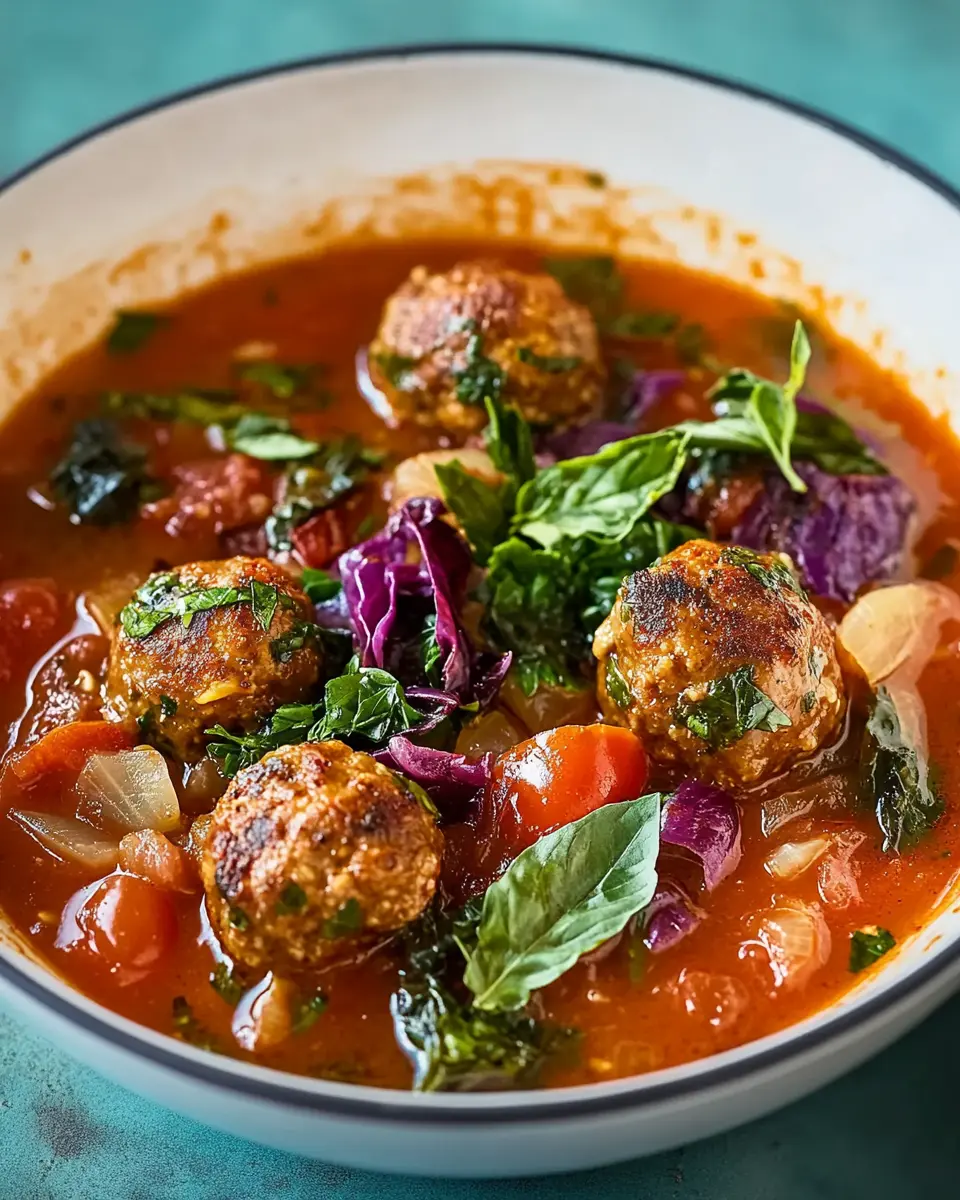 Tomaten-Wirsing-Eintopf mit Merrettich-Meatballs Blissful Comfort