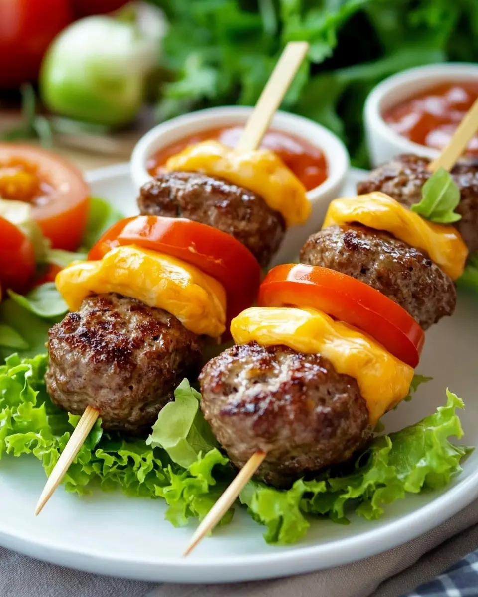 Cheeseburger Spieße aus der Heißluftfritteuse: Juicy Perfection!