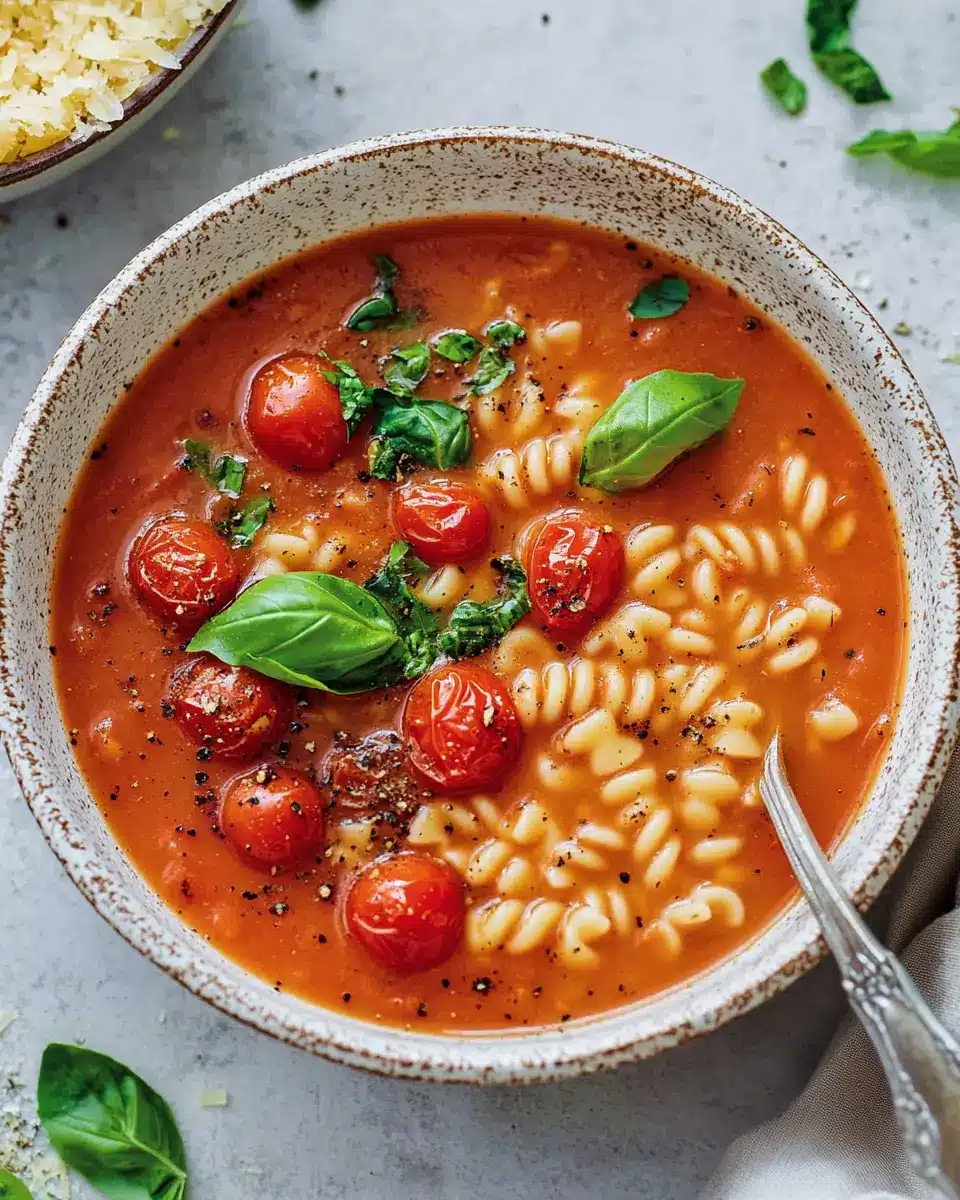 Vegane Tomatensuppe mit Nudeln: The Best Comfort Bowl Ever