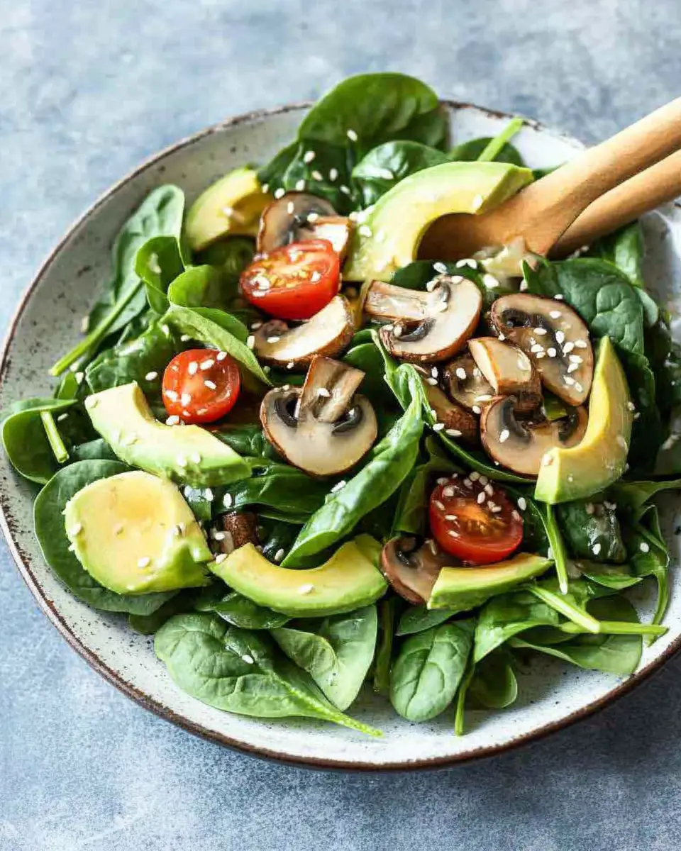Spinatsalat mit Champignons und Avocado: Easy Gourmet Delight