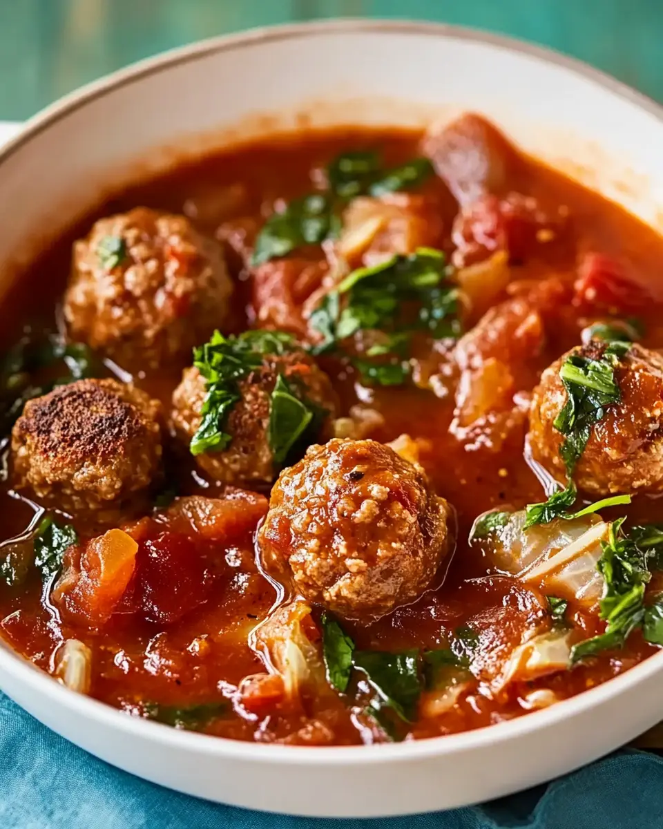 Tomaten-Wirsing-Eintopf mit Merrettich-Meatballs Blissful Comfort